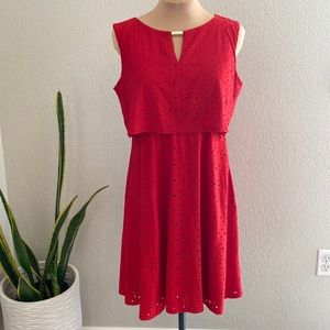 Alfani Petite Red Sleeveless Eyelet Dress